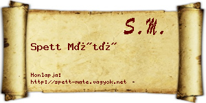 Spett Máté névjegykártya